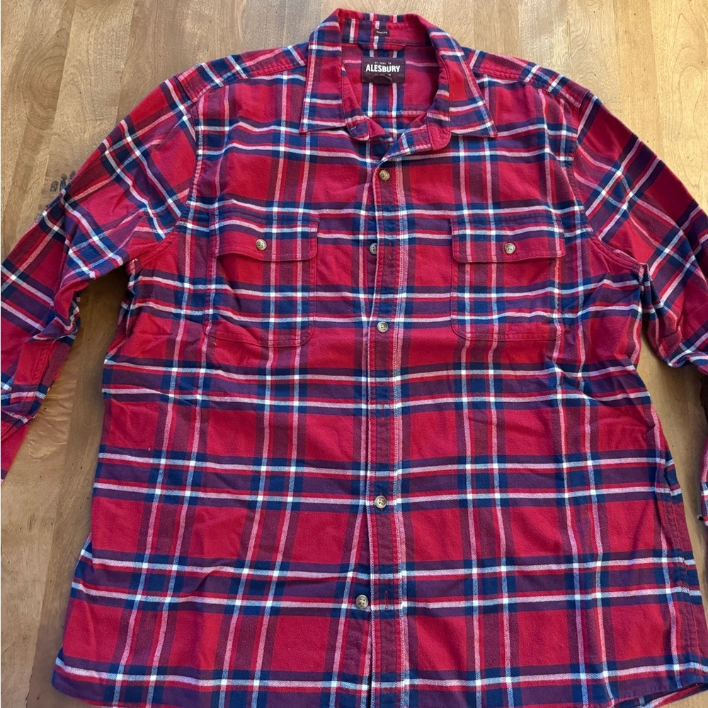 Alebury Men's Red Plaid Shirt Jacket